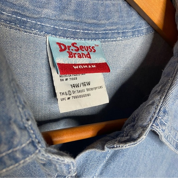 Dr Seuss vintage blue soft,thin,Sam I am denim short sleeve shirt SZ-q14/16 - Picture 7 of 8